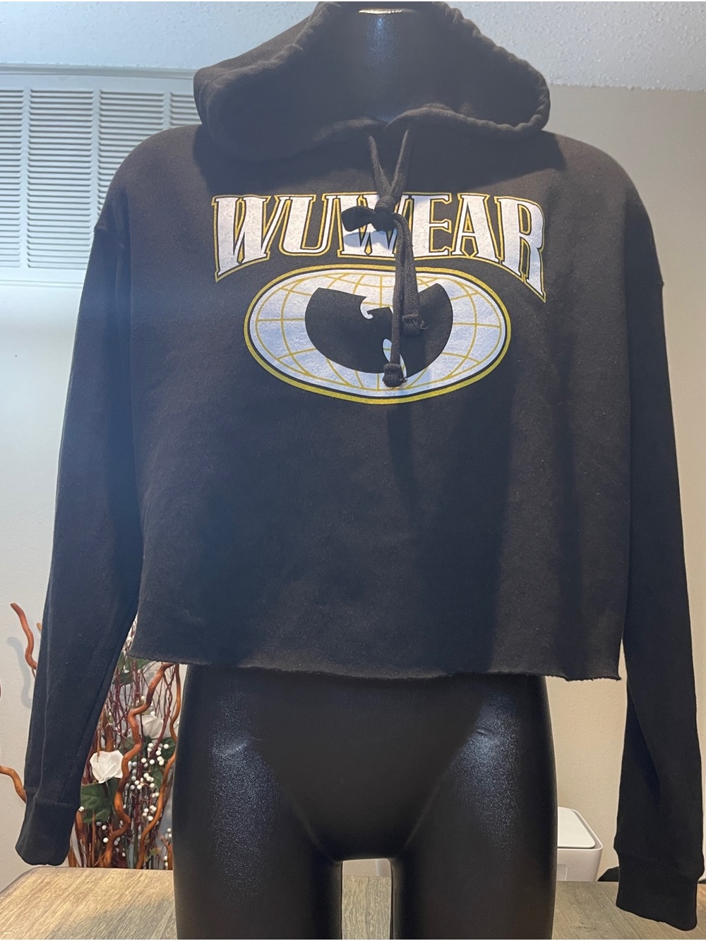 WUWEAR Black Graphic Hoodie with Yellow & White Logo